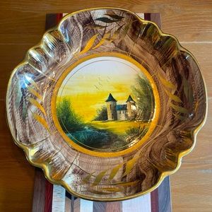 Vintage H Bequet Quaregnon Made in Belgium Large Porcelain Bowl Wall Hanging